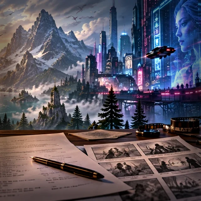Illustrated storytelling and comic scene artwork